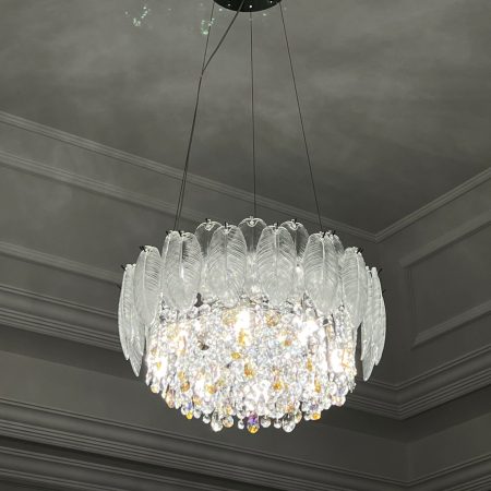 Leaf glass crystal chandelier