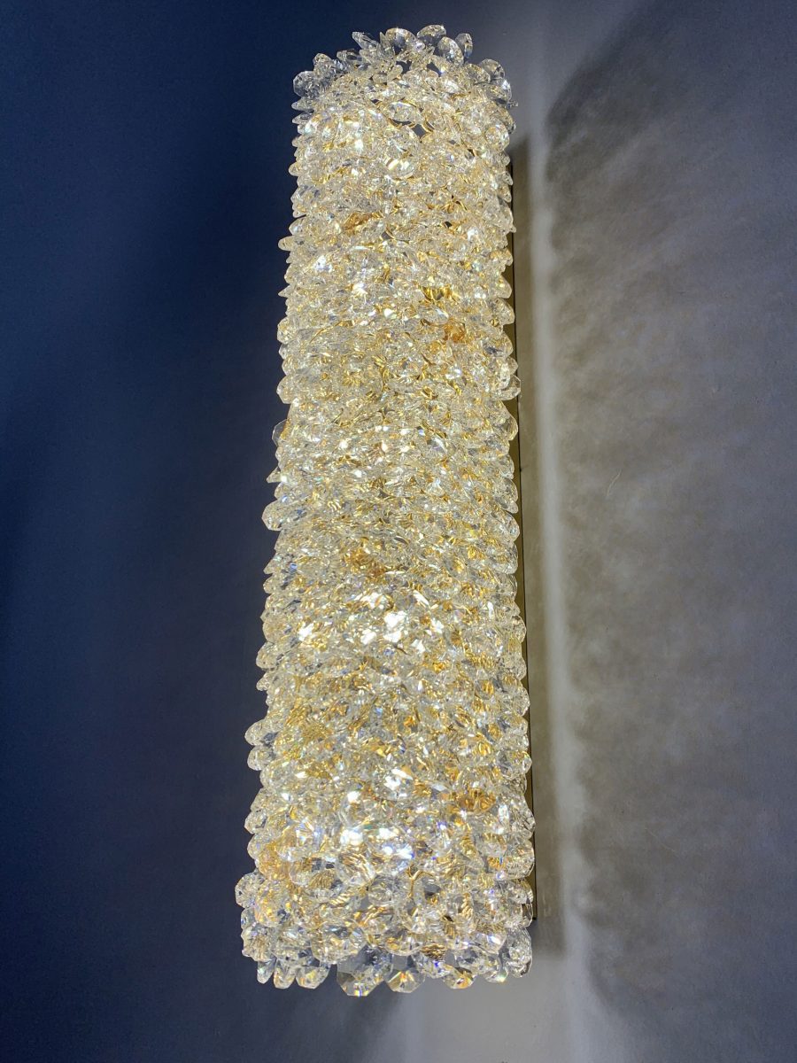 Cylindrical gold silver crystal wall lamp - Image 4