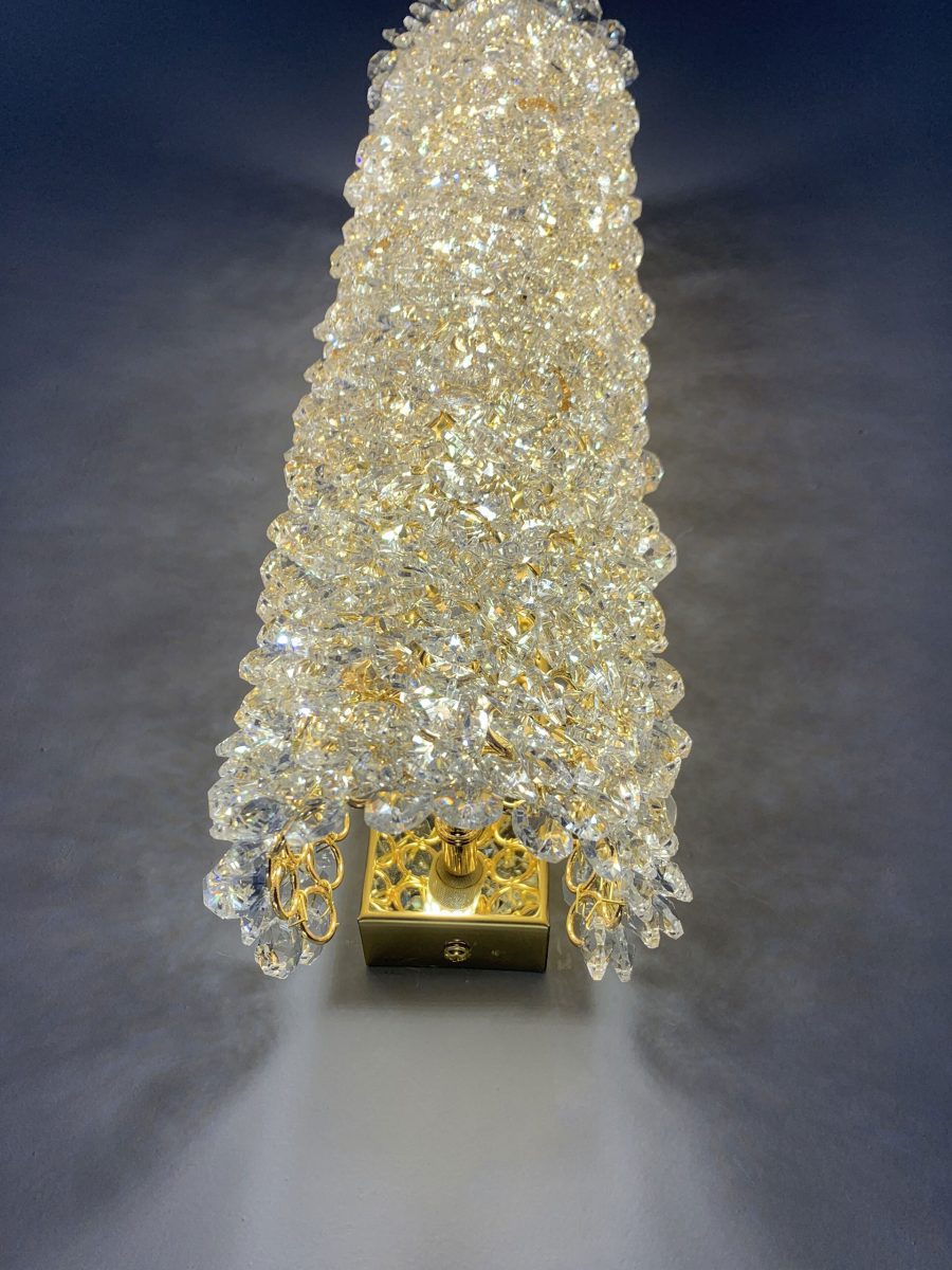 Cylindrical gold silver crystal wall lamp - Image 5