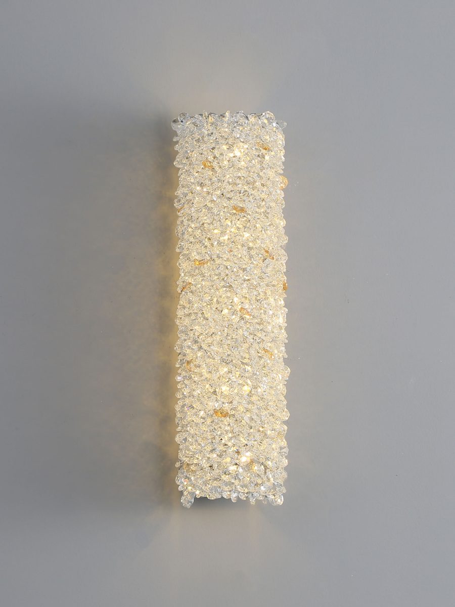 Cylindrical gold silver crystal wall lamp