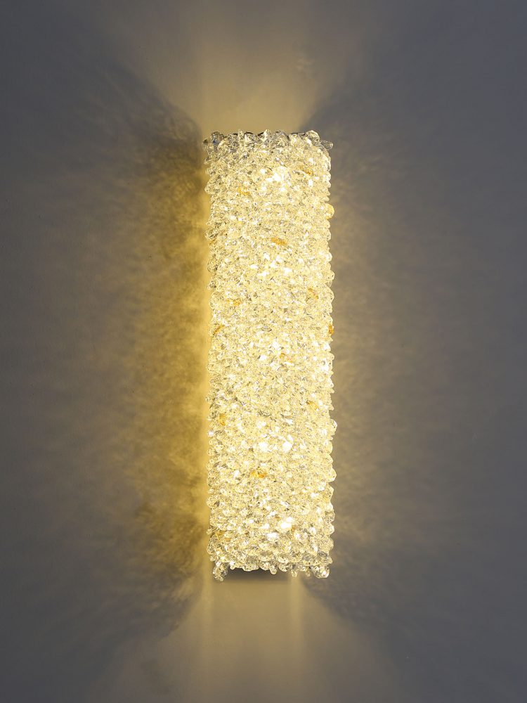 Cylindrical gold silver crystal wall lamp - Image 3