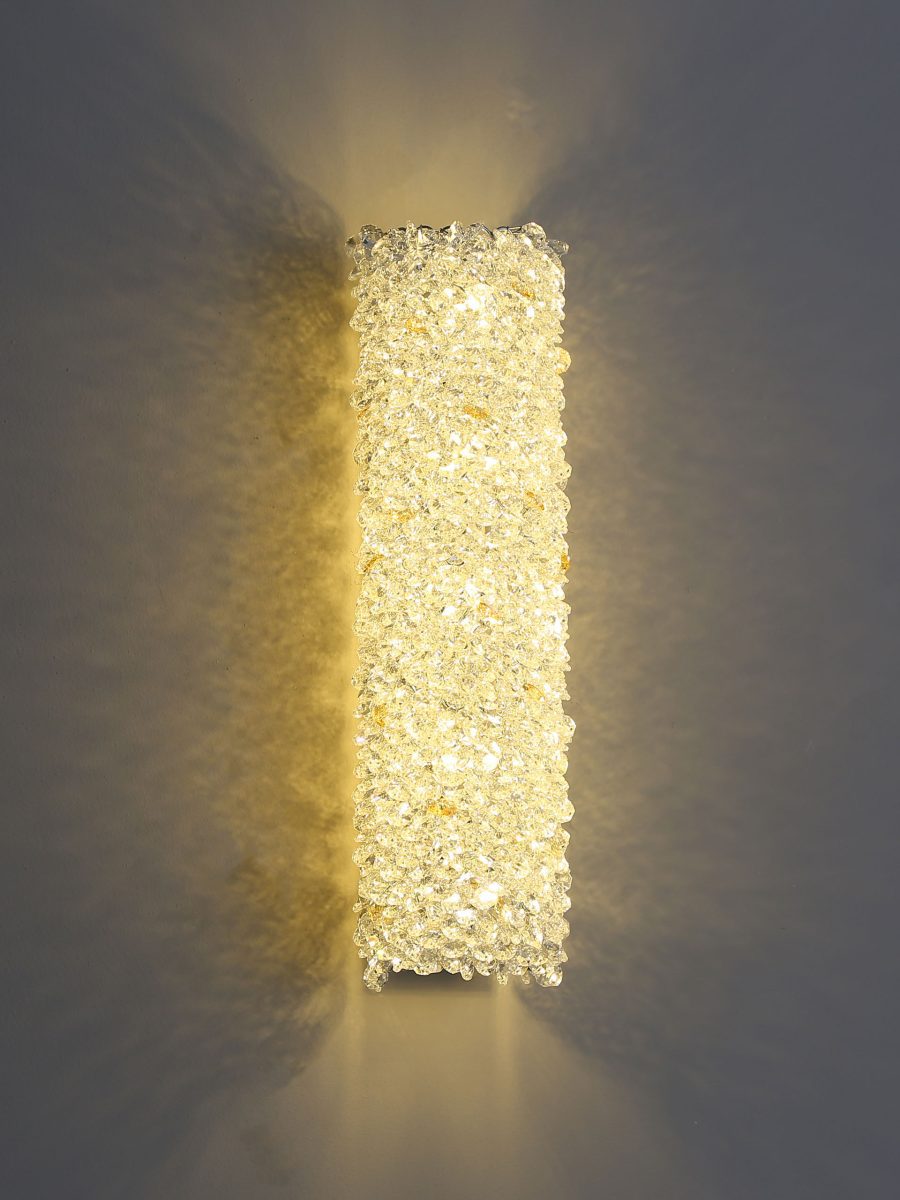 Cylindrical gold silver crystal wall lamp - Image 3