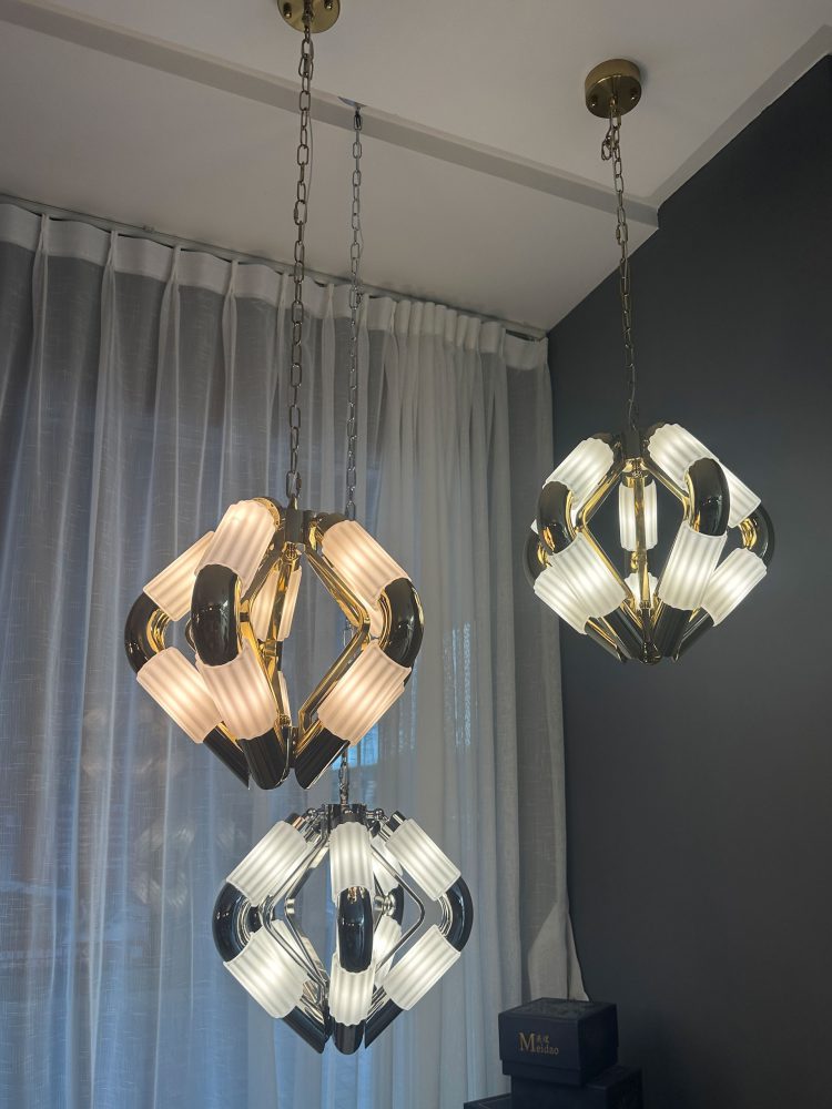 Golden minimalist restaurant chandelier
