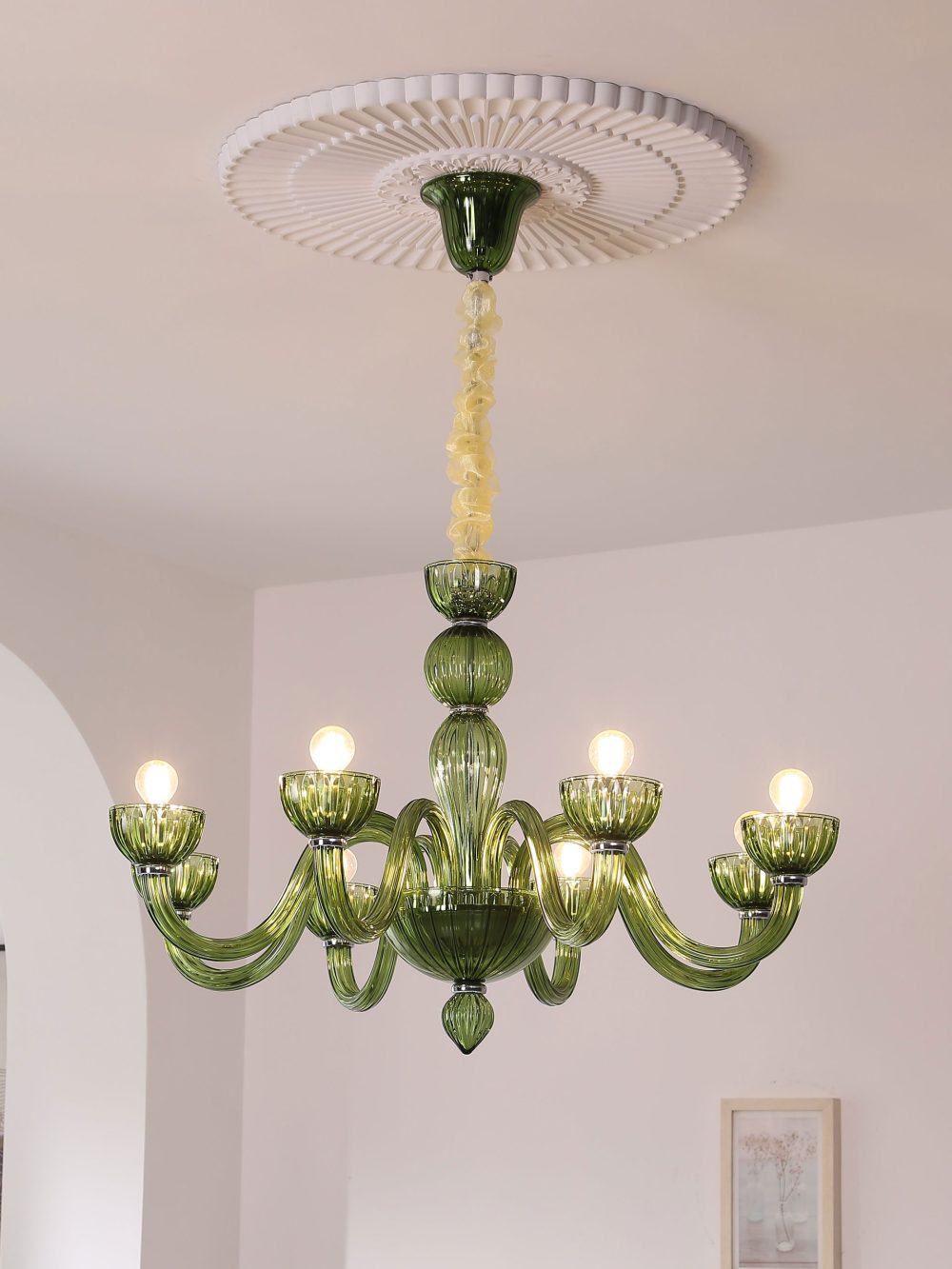 Green bedroom glass chandelier