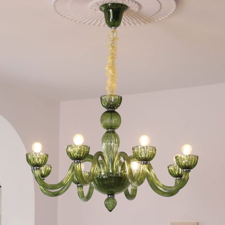 Green bedroom glass chandelier