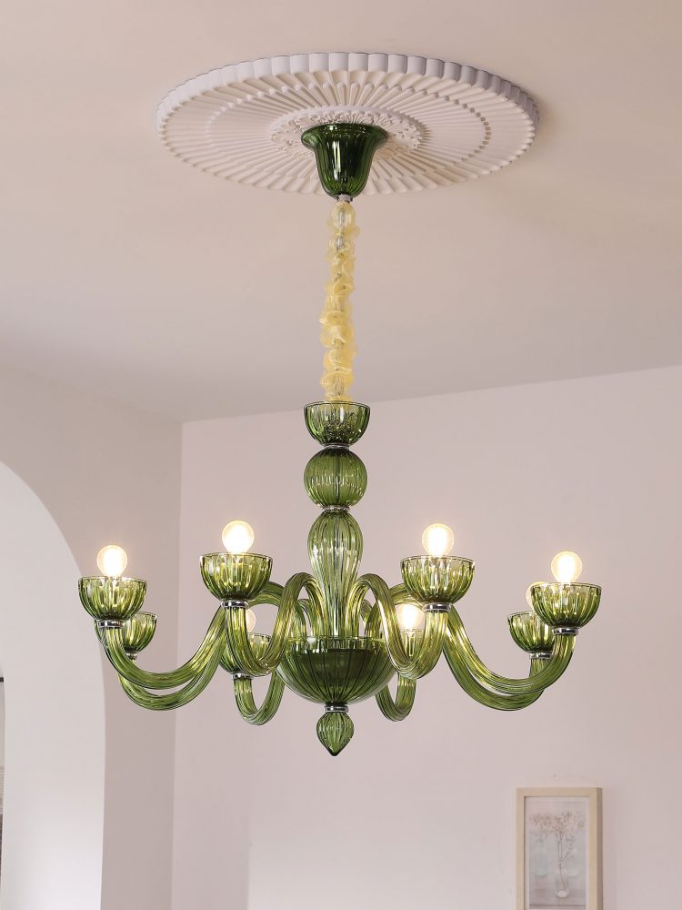 Green bedroom glass chandelier