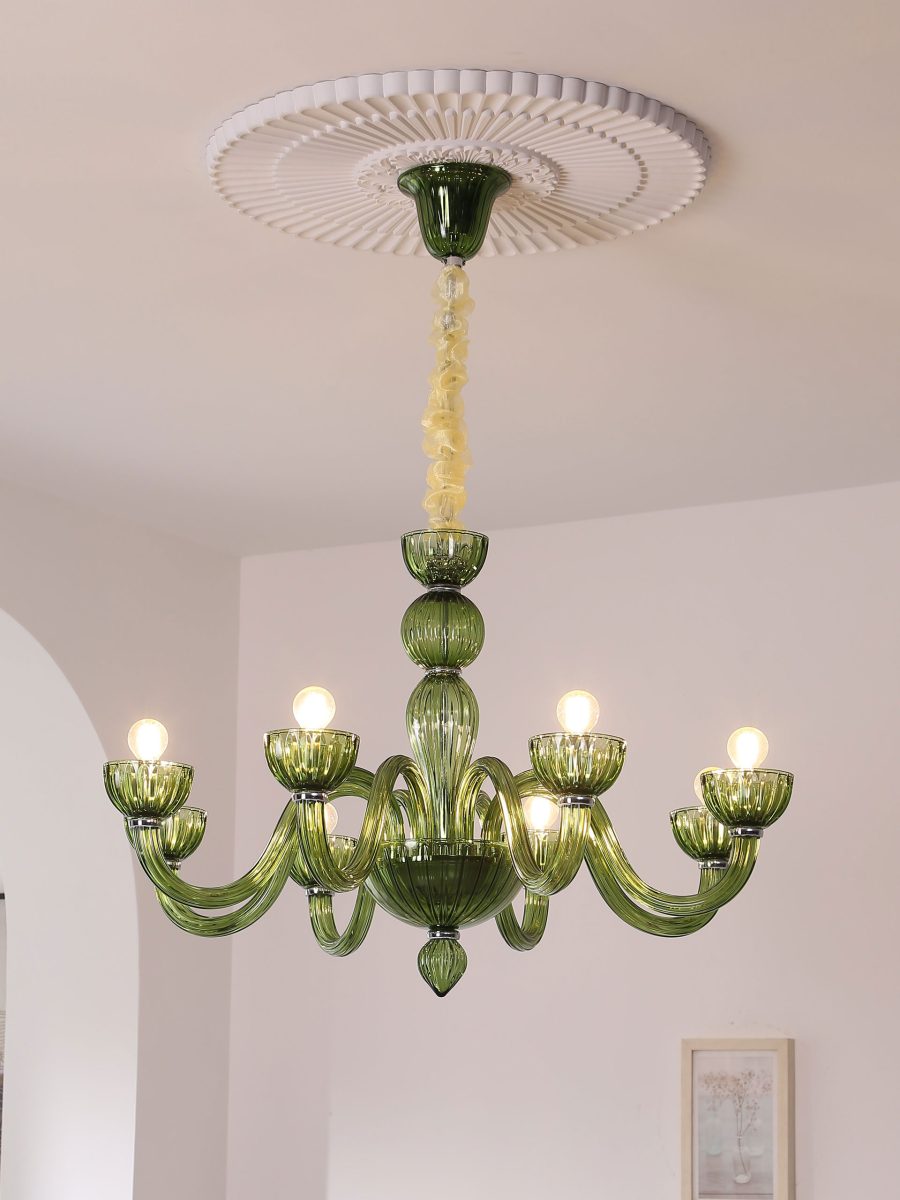 Green bedroom glass chandelier