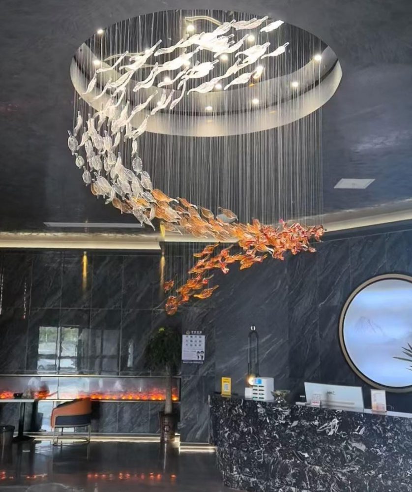Hotel engineering feather art chandelier - Image 2