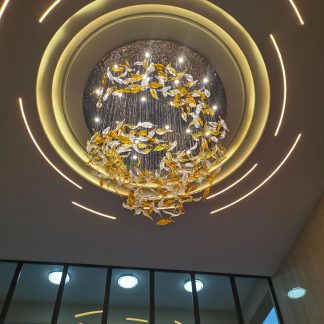 Hotel engineering feather art chandelier