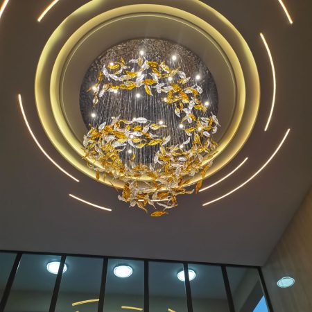 Hotel engineering feather art chandelier