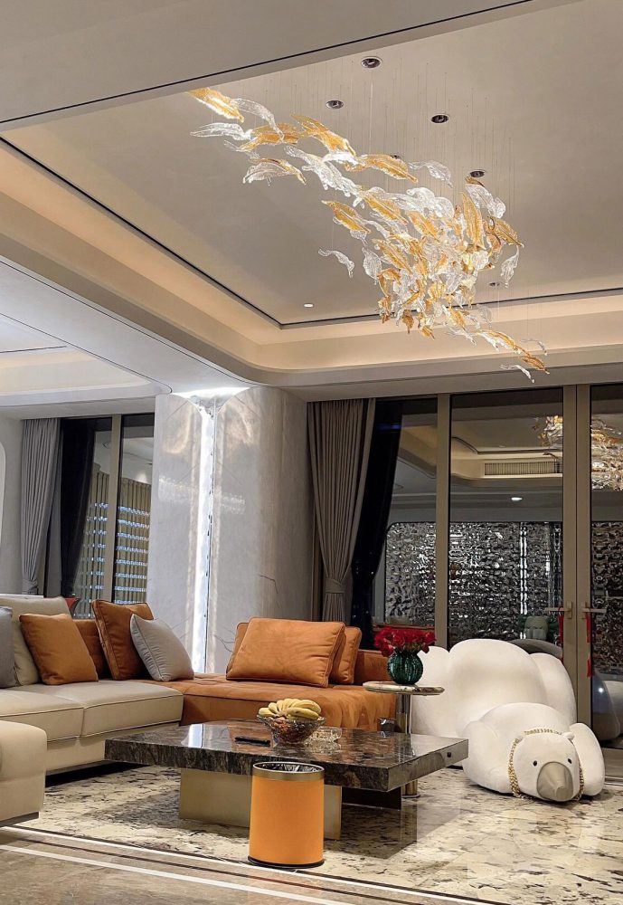 Hotel engineering feather art chandelier - Image 5