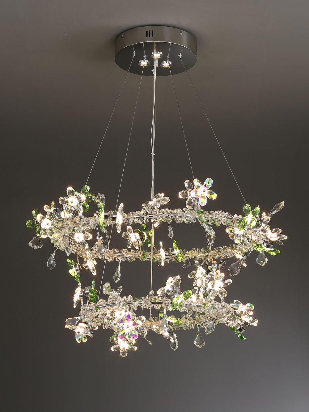 Flower branch circle art chandelier