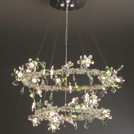 Flower branch circle art chandelier