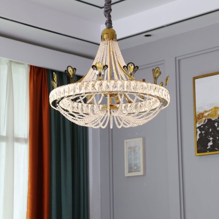 Golden Pineapple Bead Crystal Chandelier