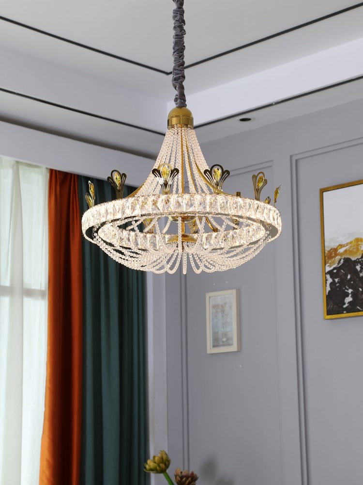 Golden Pineapple Bead Crystal Chandelier