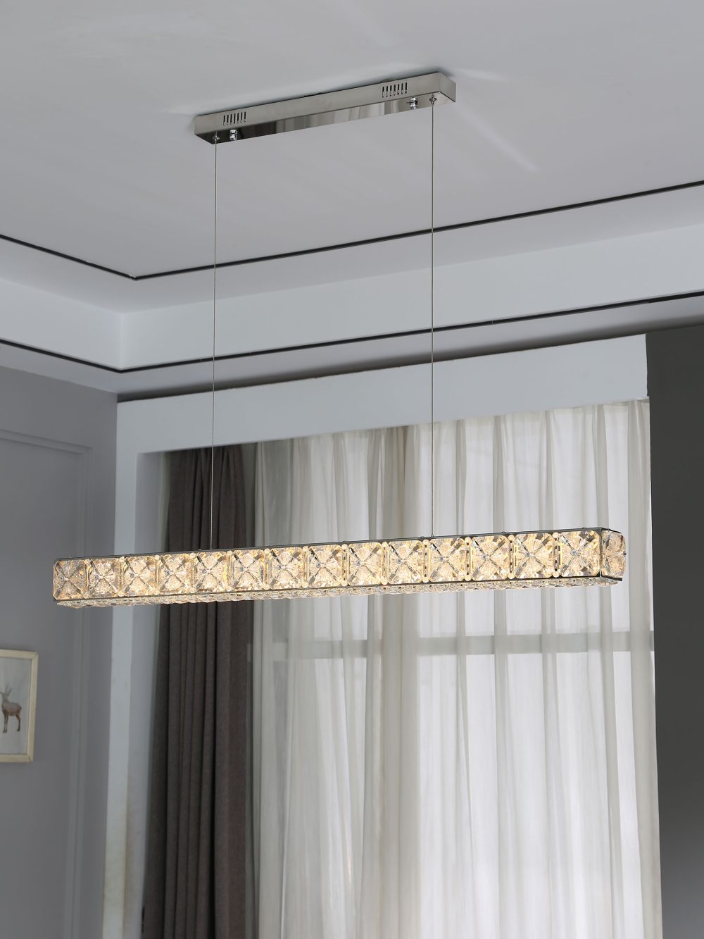 Long Crystal Chandelier