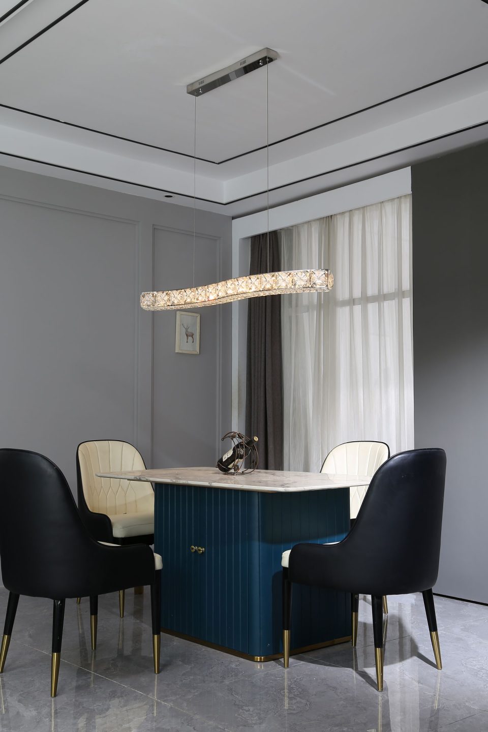 S-shaped crystal chandelier