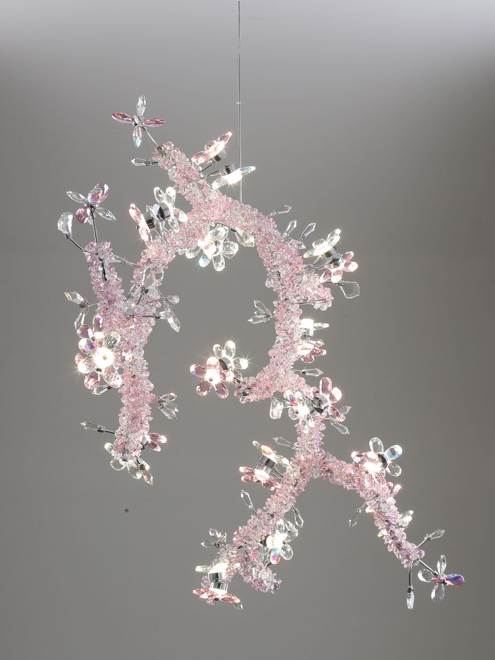 Pink branch art crystal chandelier