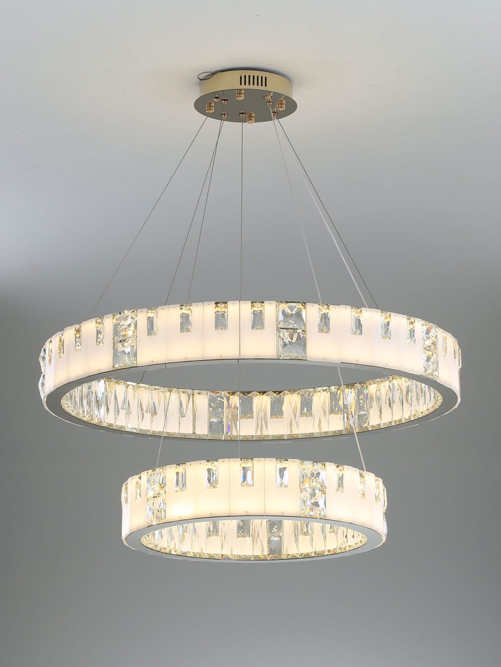Two ring crystal chandelier