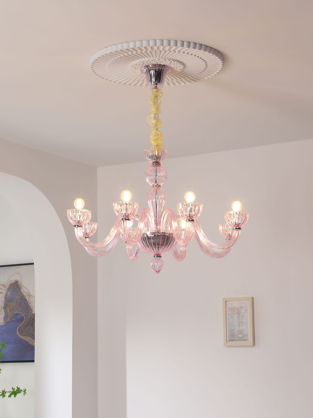 Pink bedroom glass chandelier - Image 6