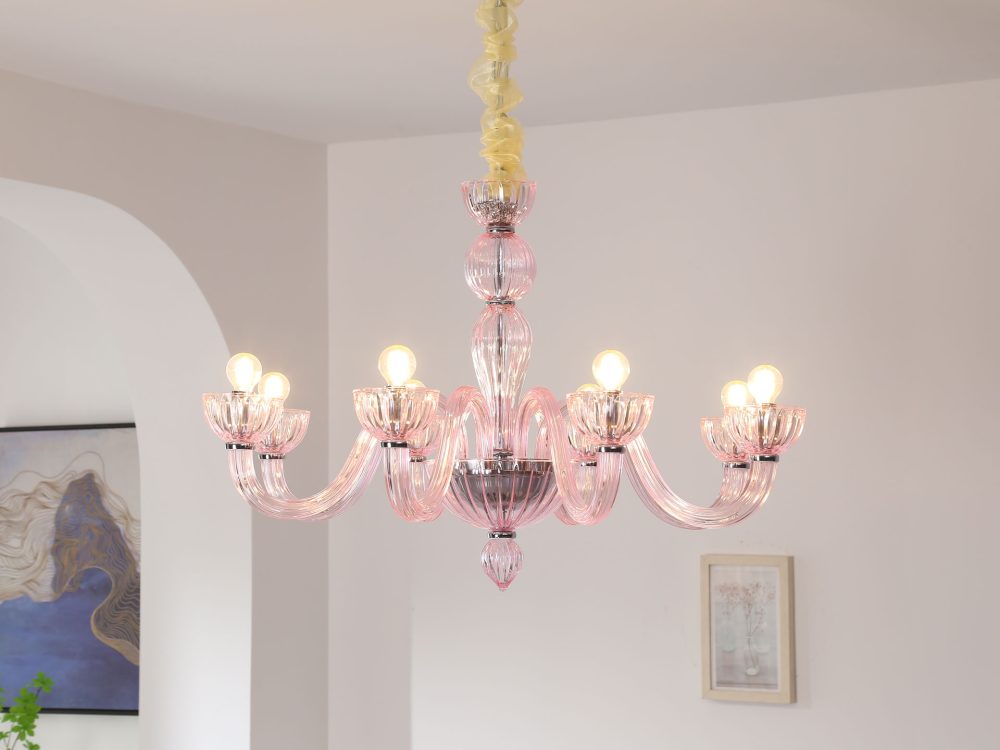Pink bedroom glass chandelier - Image 5