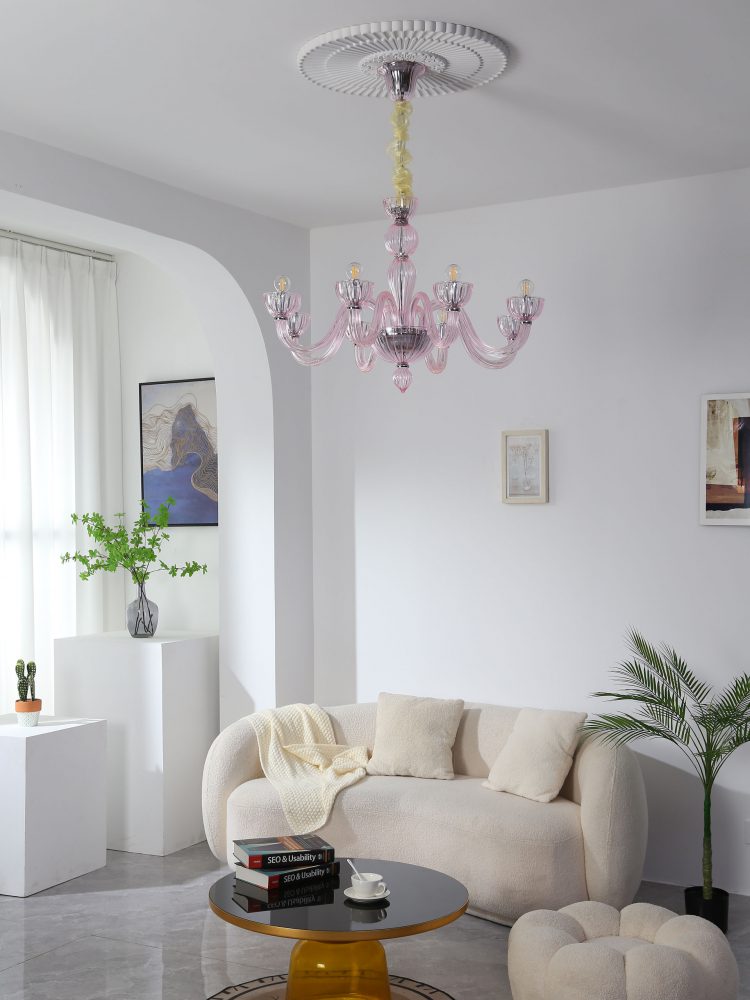 Pink bedroom glass chandelier - Image 4