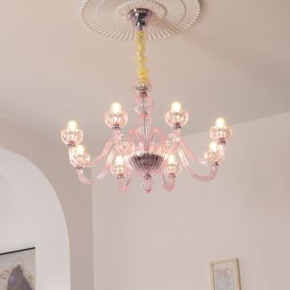 Pink bedroom glass chandelier