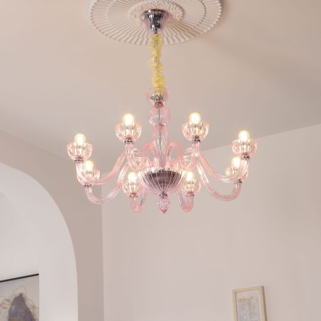 Pink bedroom glass chandelier