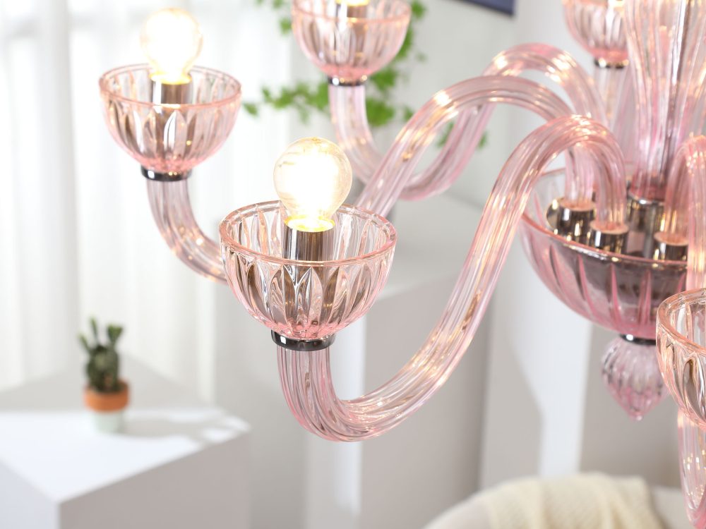 Pink bedroom glass chandelier - Image 10
