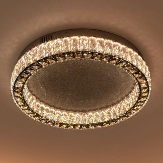 Round brown crystal ceiling lamp