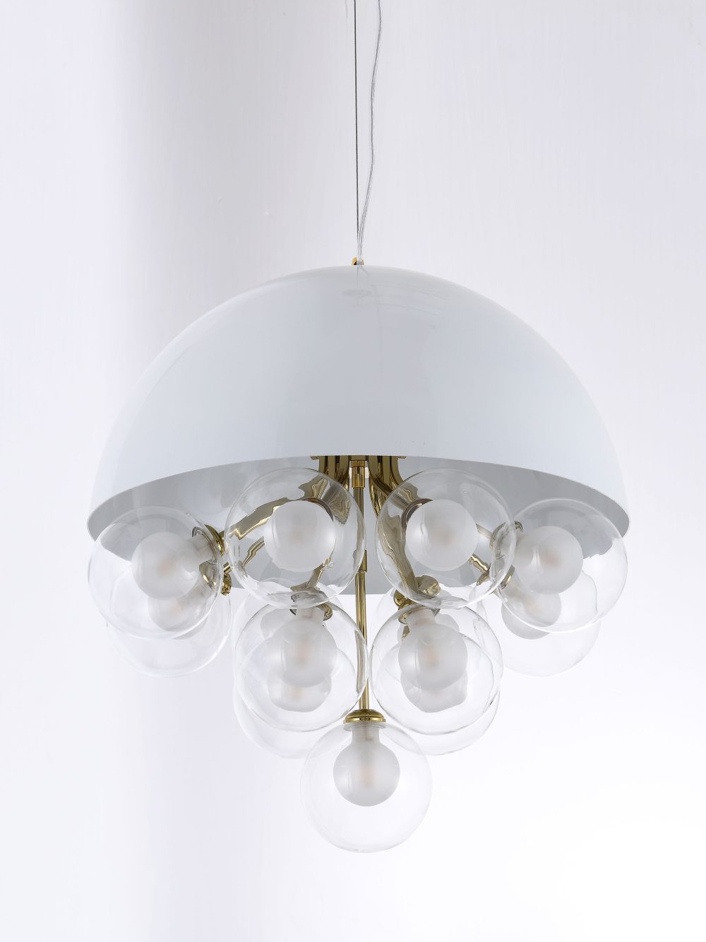 White circular bubble glass restaurant pendant light