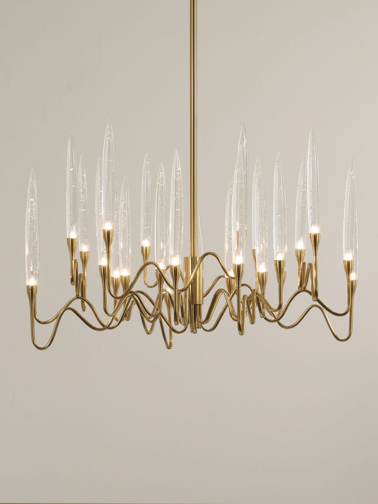 Modern minimalist candle glass chandelier - Image 2
