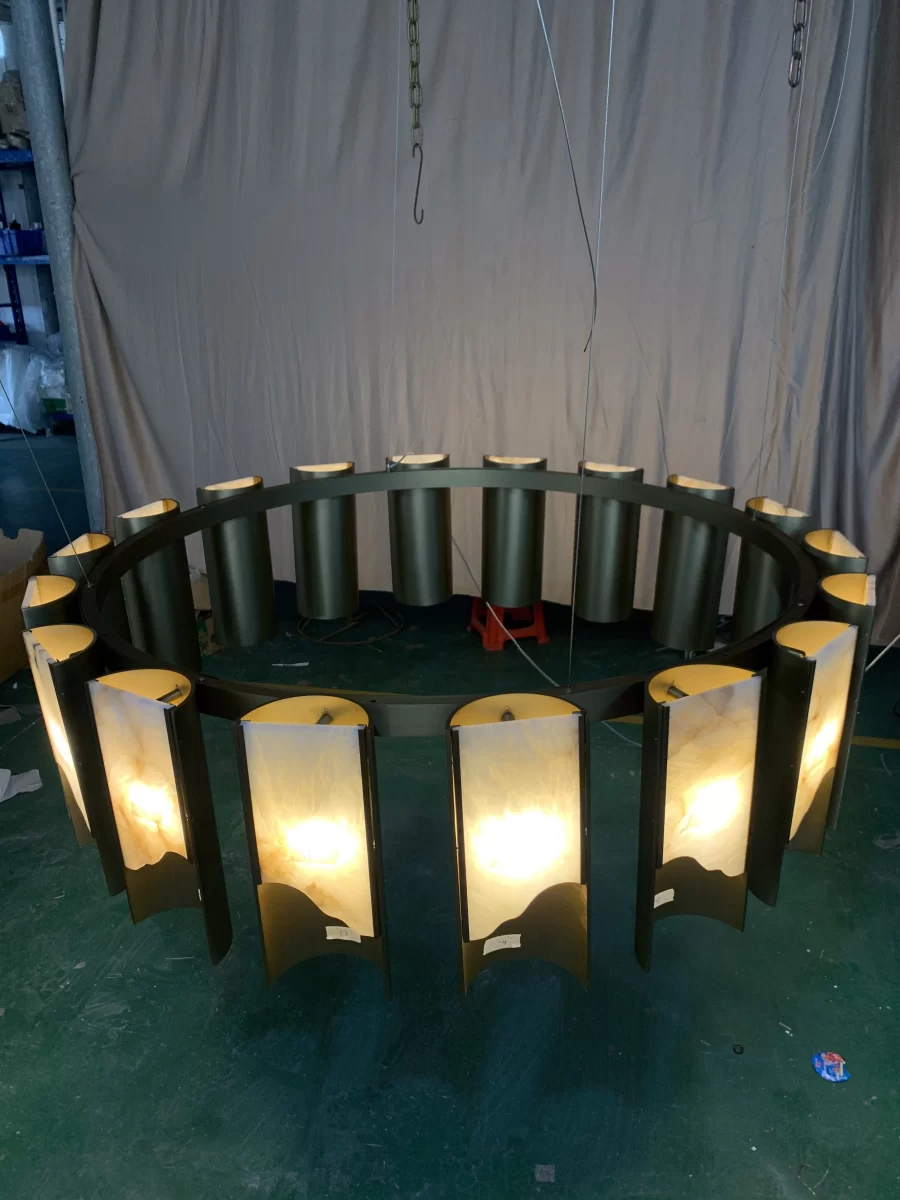 Modern Alabaster Pendant Chandelier - Image 4