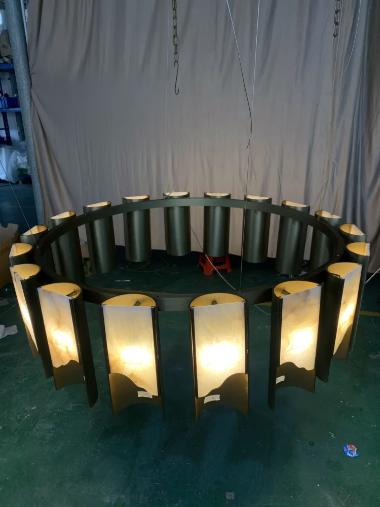 Modern Alabaster Pendant Chandelier - Image 4