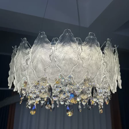 Feather Leaf Glass Chandelier