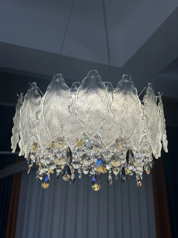 Feather Leaf Glass Chandelier