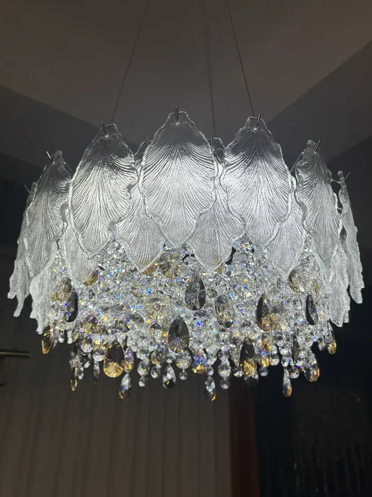 Feather Leaf Glass Chandelier - Image 3