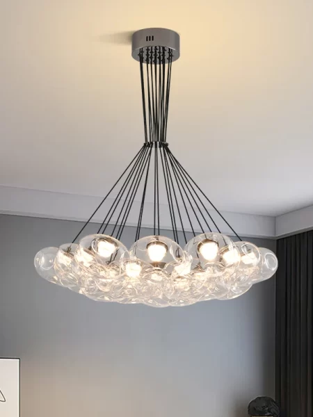 Modern Bubble Glass Chandelier – Artistic LED Pendant Light for Living Room & Dining Space