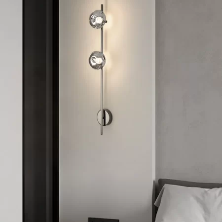 Modern Minimalist LED Wall Sconce – Glass Globe Bedroom Light Fixture