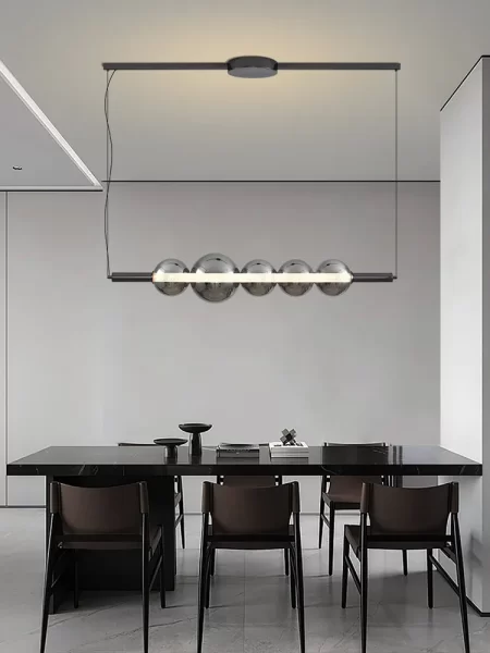 Modern Linear Pendant Light – Smooth Glass Globe Cluster with Customizable Configurations for Stylish Ambient Lighting
