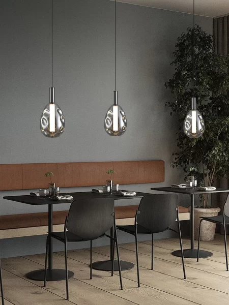 Modern Transparent Bubble Glass Pendant Light – Silky Smooth Indented Lampshade for Artistic Ambient Lighting