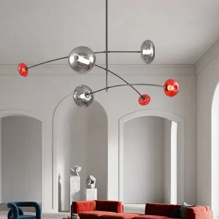 Modern Silver Pendant Light – Art Deco LED Chandelier for Dining Room & Foyer