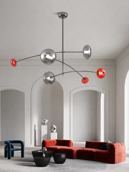 Modern Silver Pendant Light – Art Deco LED Chandelier for Dining Room & Foyer