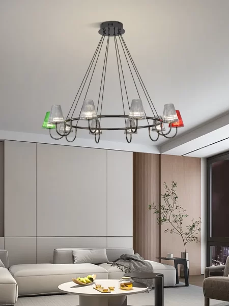 Modern Colored Glass Pendant Light – Minimalist Black Hanging Lamp