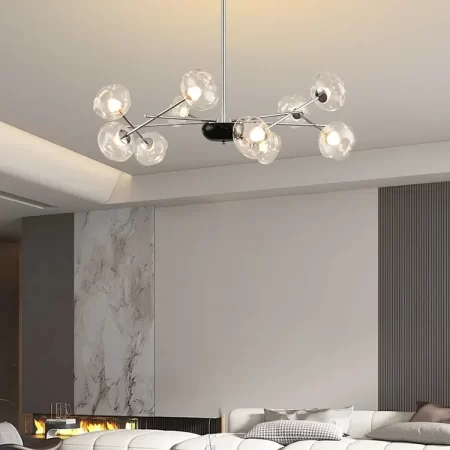 Contemporary Glass Bubble Chandelier – Modern Branch Ceiling Light for Living Room
