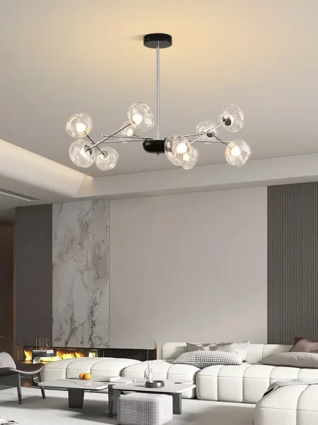 Contemporary Glass Bubble Chandelier – Modern Branch Ceiling Light for Living Room