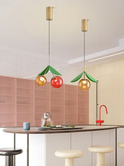 Handmade Cherry Glass Pendant Light – Kids Room LED Chandelier - Image 10