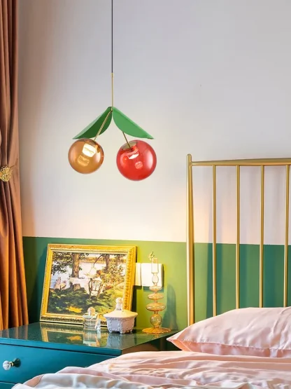 Handmade Cherry Glass Pendant Light – Kids Room LED Chandelier - Image 8