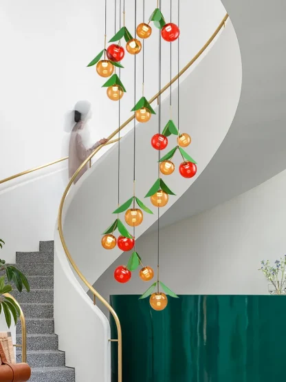 Handmade Cherry Glass Pendant Light – Kids Room LED Chandelier - Image 9
