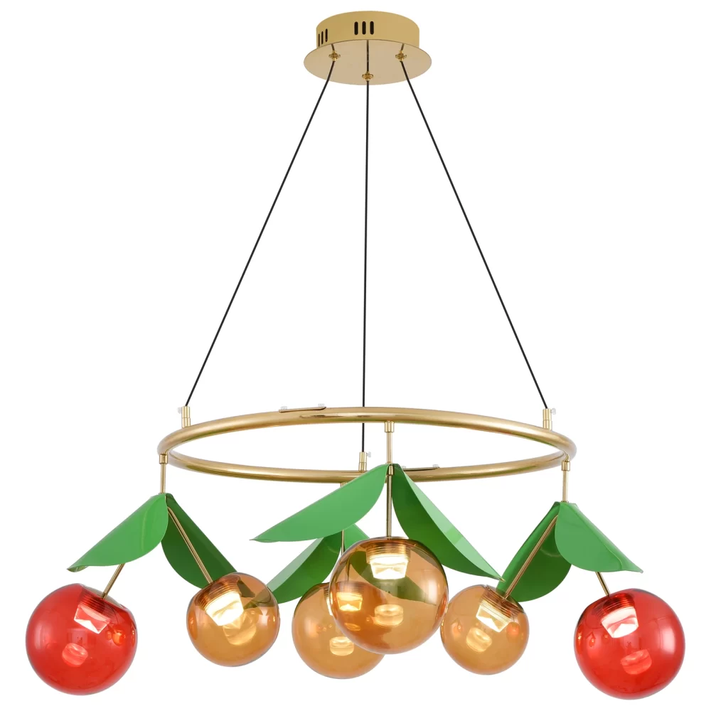Handmade Cherry Glass Pendant Light – Kids Room LED Chandelier